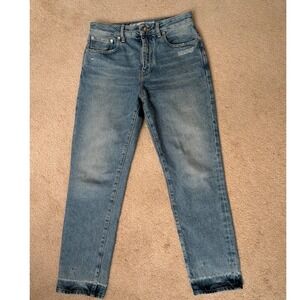 Authentic Off-White c/o Virgil Abloh Light Blue Straight-Leg Denim Jeans (Sz 28)
